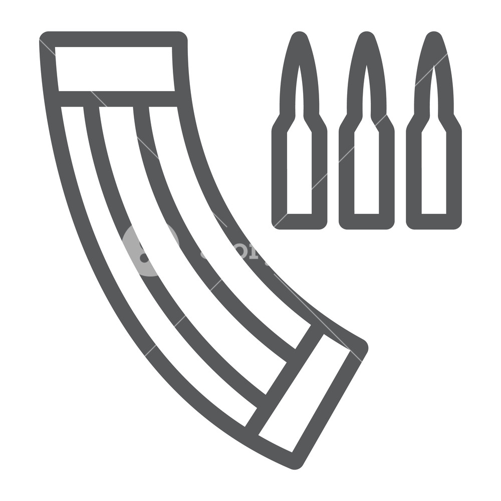 1000x1000 Ammunition Magazine Line Icon, Army And Military, Weapon Sign