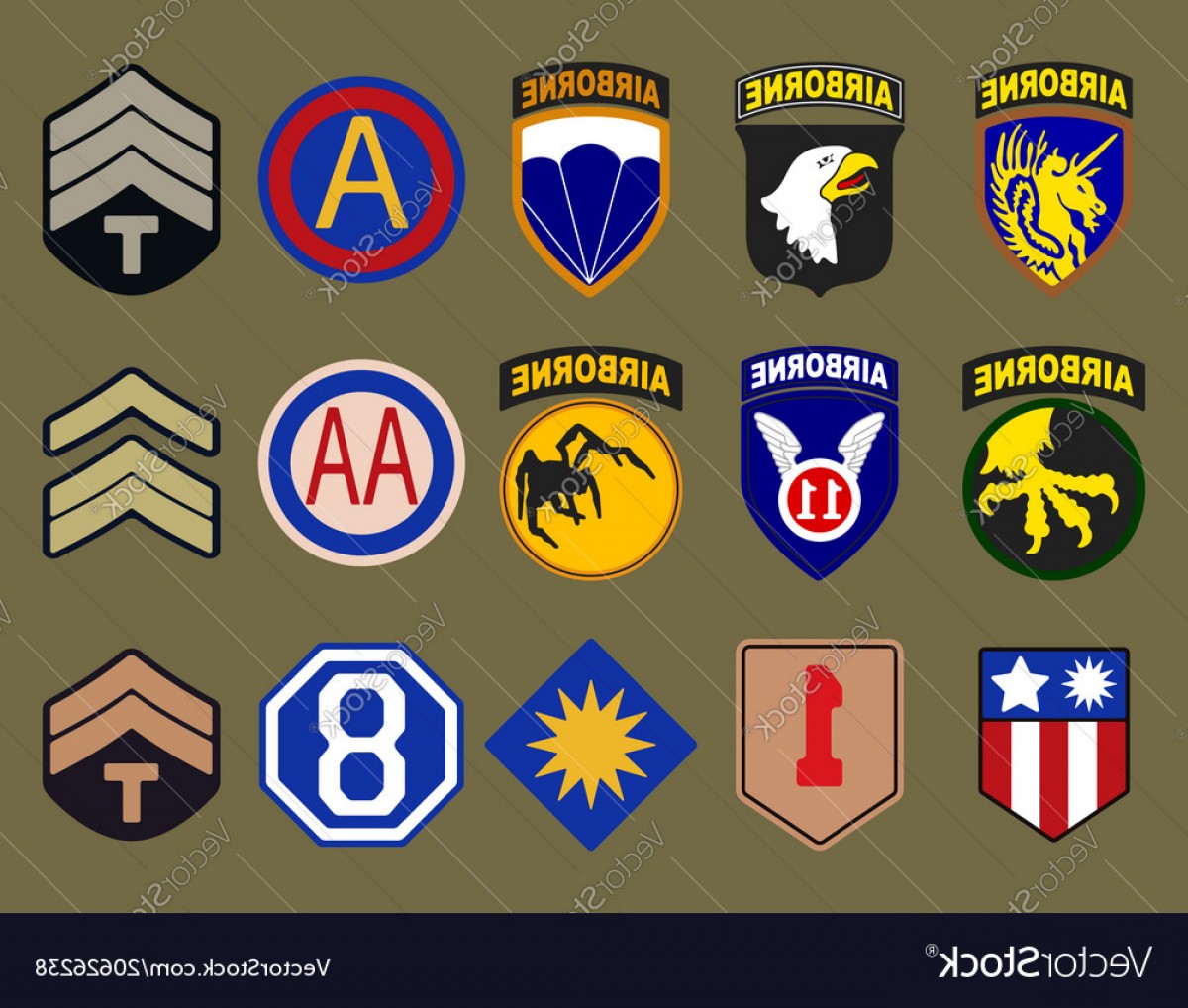 1200x1018 Airborne Air Force And Army Patches Vector Catchsplace