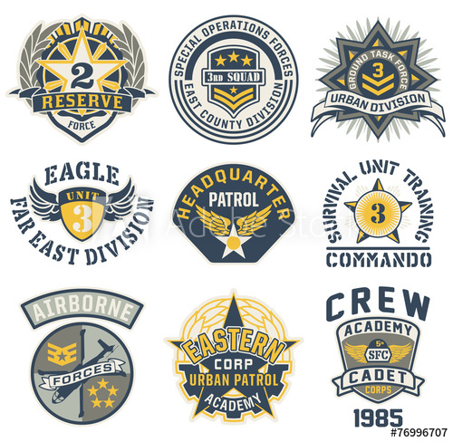 500x488 Military Style Patches Vector Collection