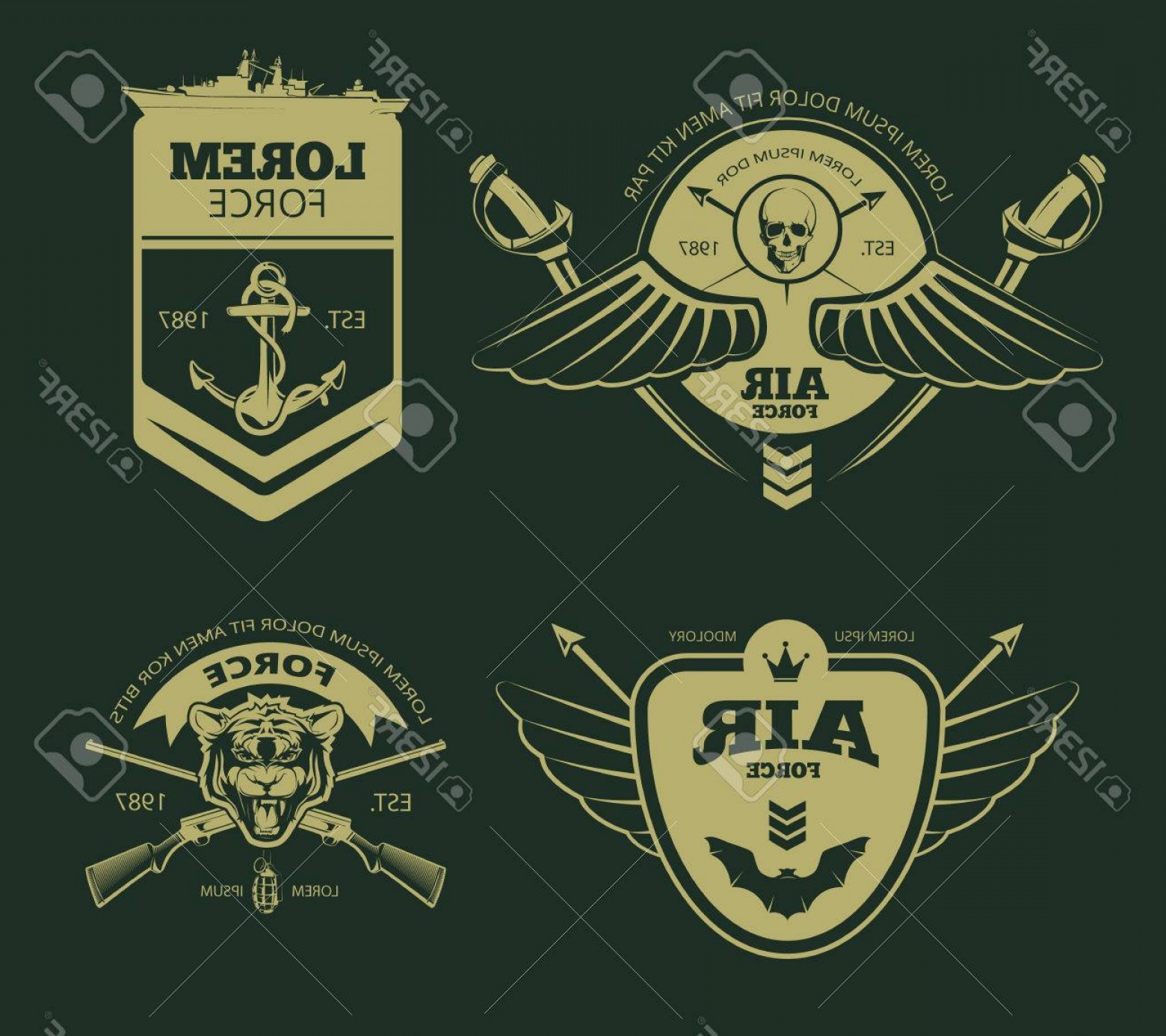 1560x1386 Photostock Vector Color Military Patches Insignia Army Vector