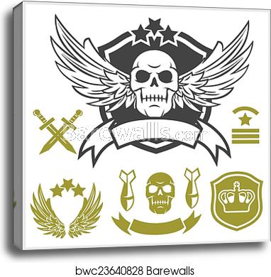 382x390 Special Unit Military Patches, Canvas Print Barewalls Posters