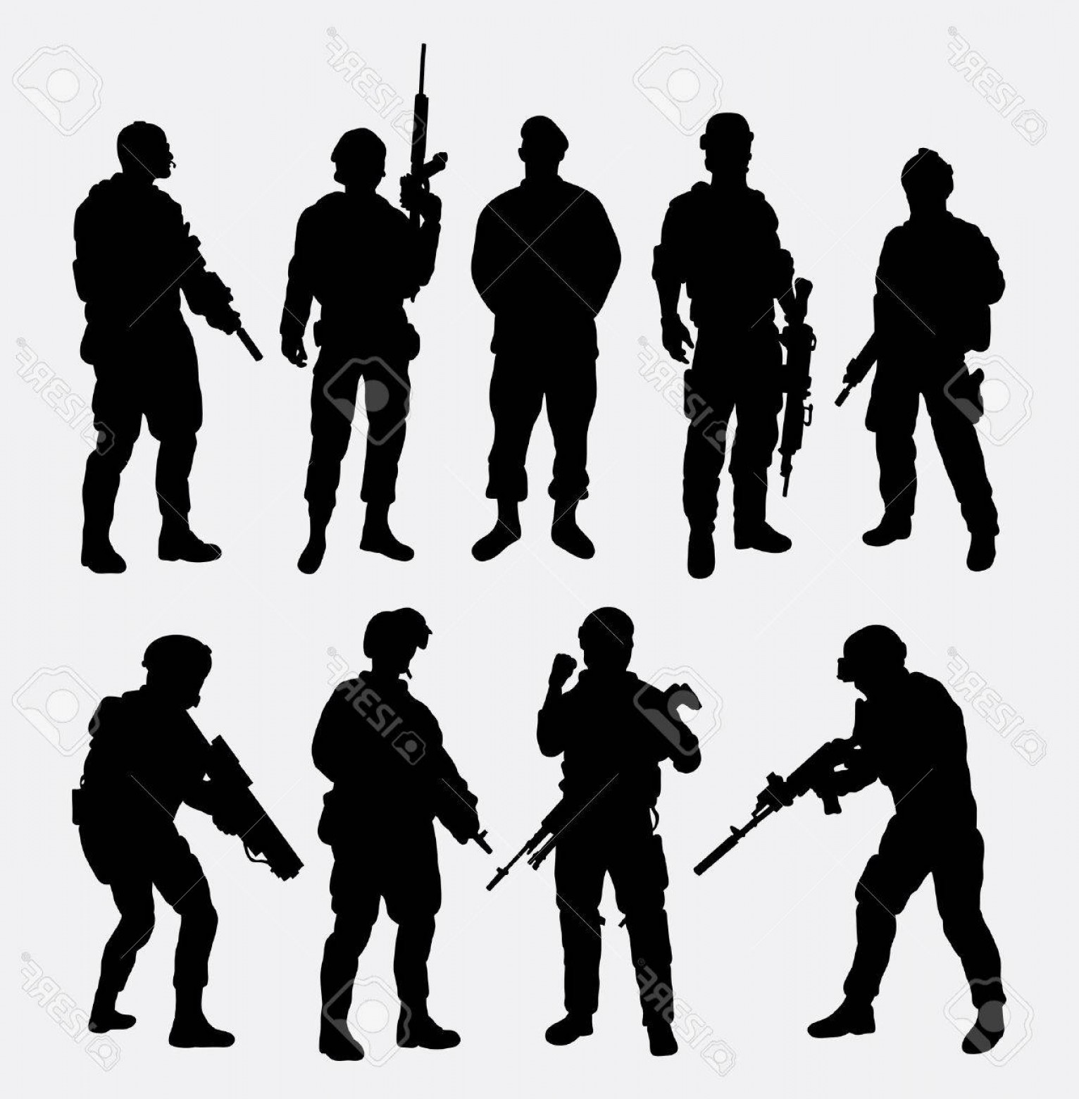 1532x1560 Photostock Vector Soldier Military With Weapon Pose Silhouette