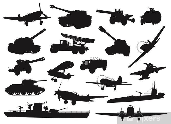 700x507 World War Military Silhouettes Set Vector Wall Mural Pixers