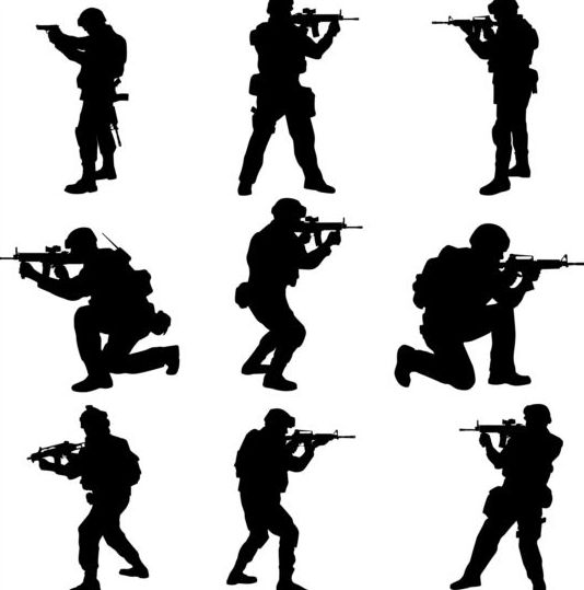 534x539 Soldier Silhouettes Vector Set Free Download