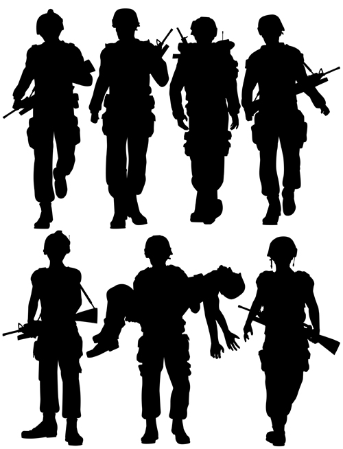 500x654 Soldiers Silhouettes Vector Set Free Download
