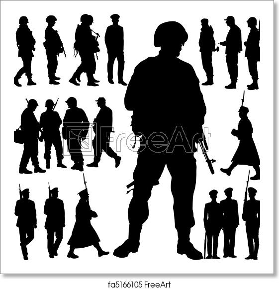 561x581 Free Art Print Of Military Silhouettes Soldiers And Police Vector
