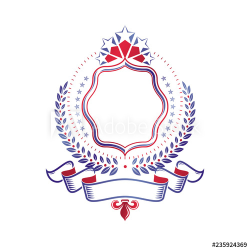 500x500 Graphic Emblem Decorated With Military Star And Simple Ribbon