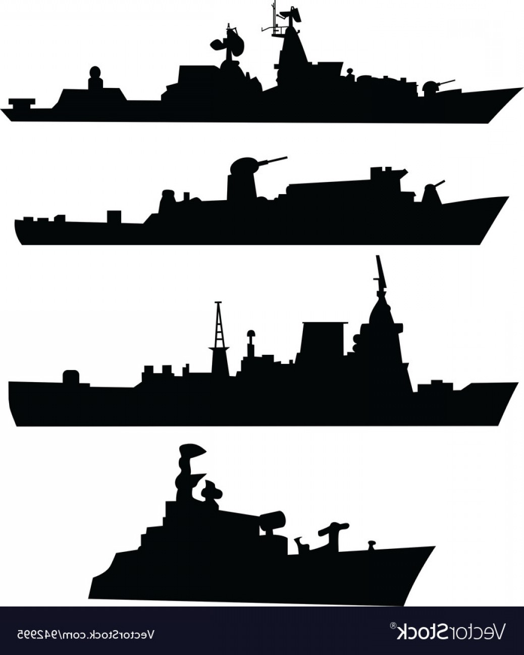 Four Silhouettes Of A Military Ship Vector Handandbeak 1038x1296 Four Silhouettes Of A Military Ship Vector Handandbeak