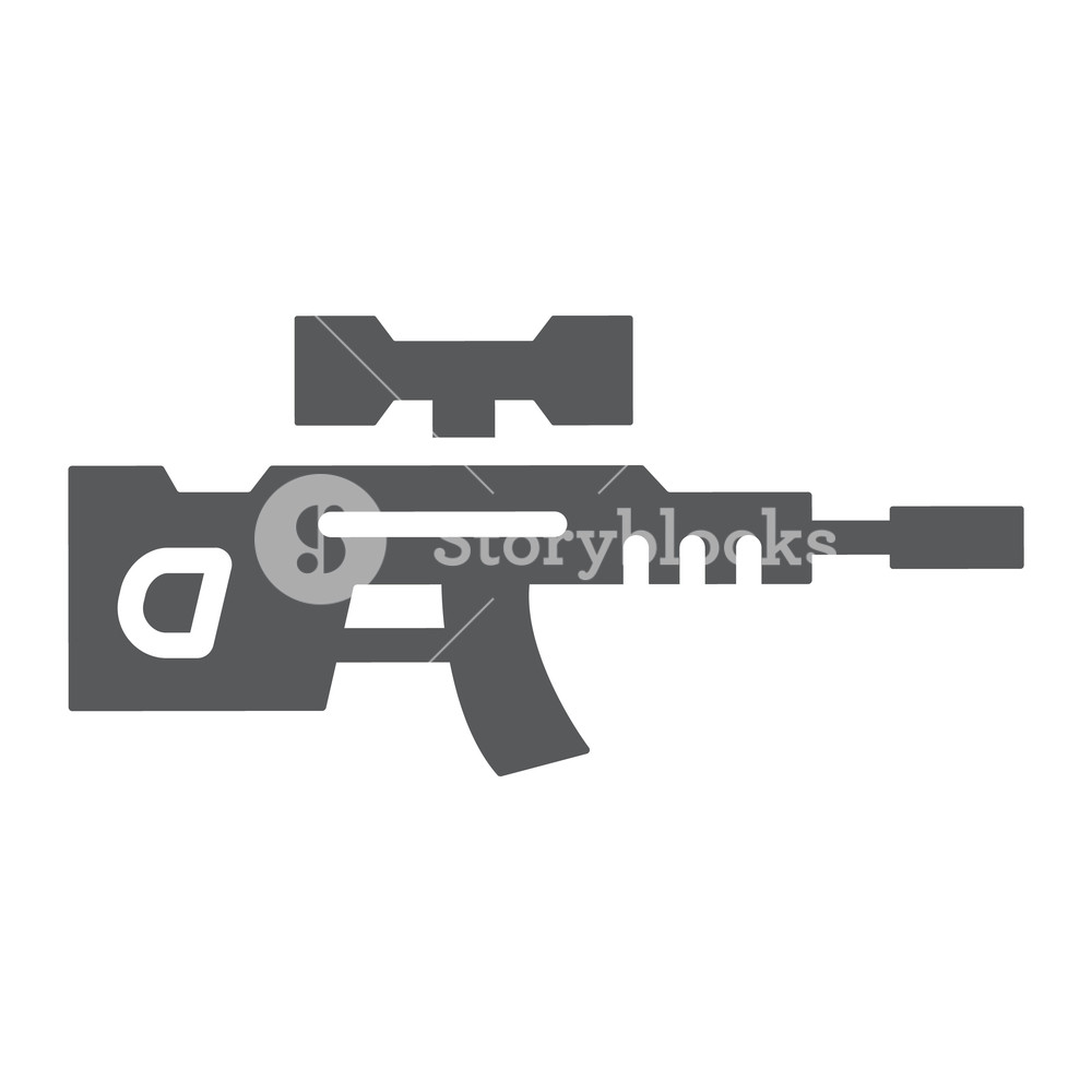 1000x1000 Sniper Rifle Glyph Icon, Weapon And Military, Gun Sign, Vector