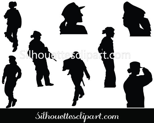 500x400 Women Soldier Silhouette Vector Women