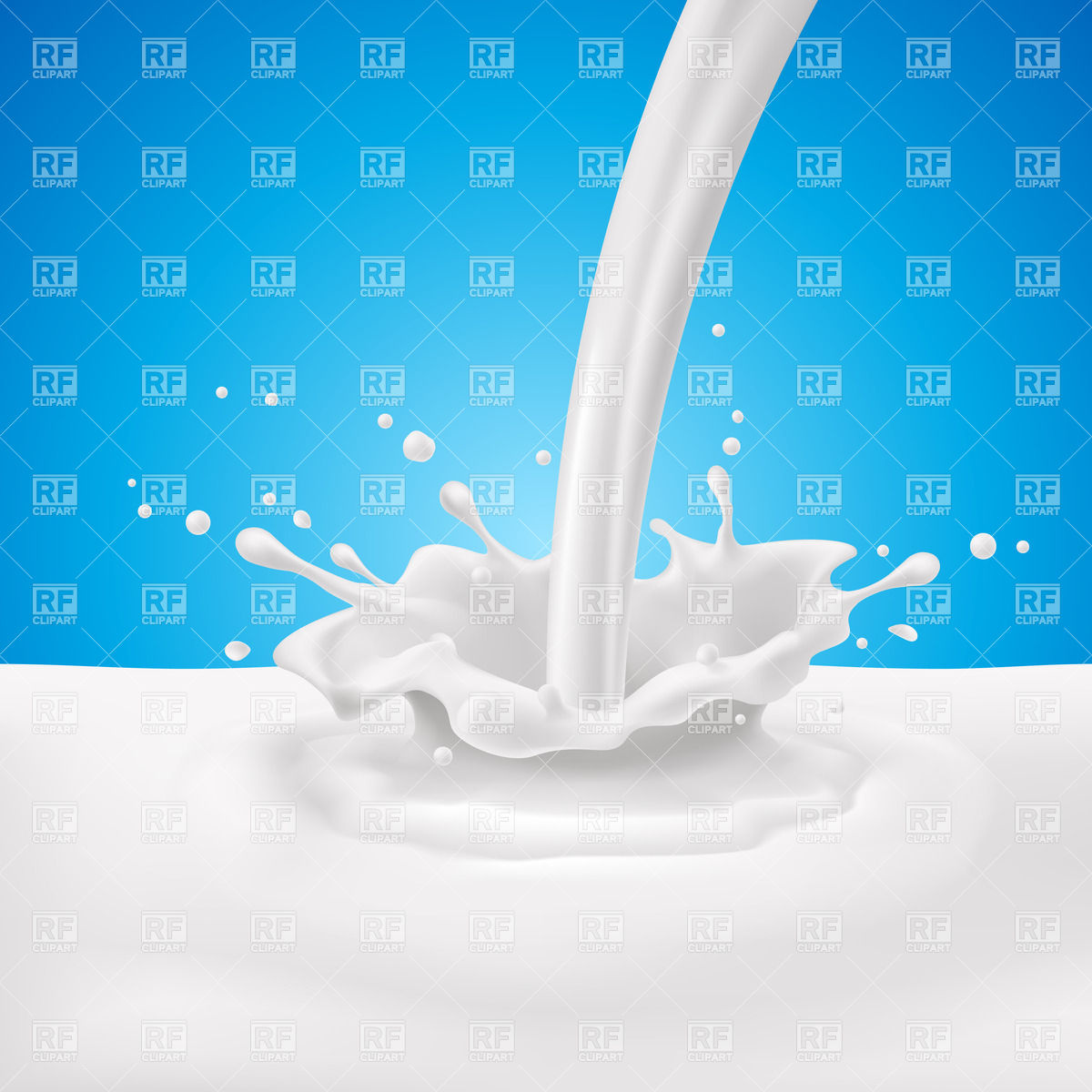 1200x1200 Milk Pouring With Splashes Against Blue Background Vector Image