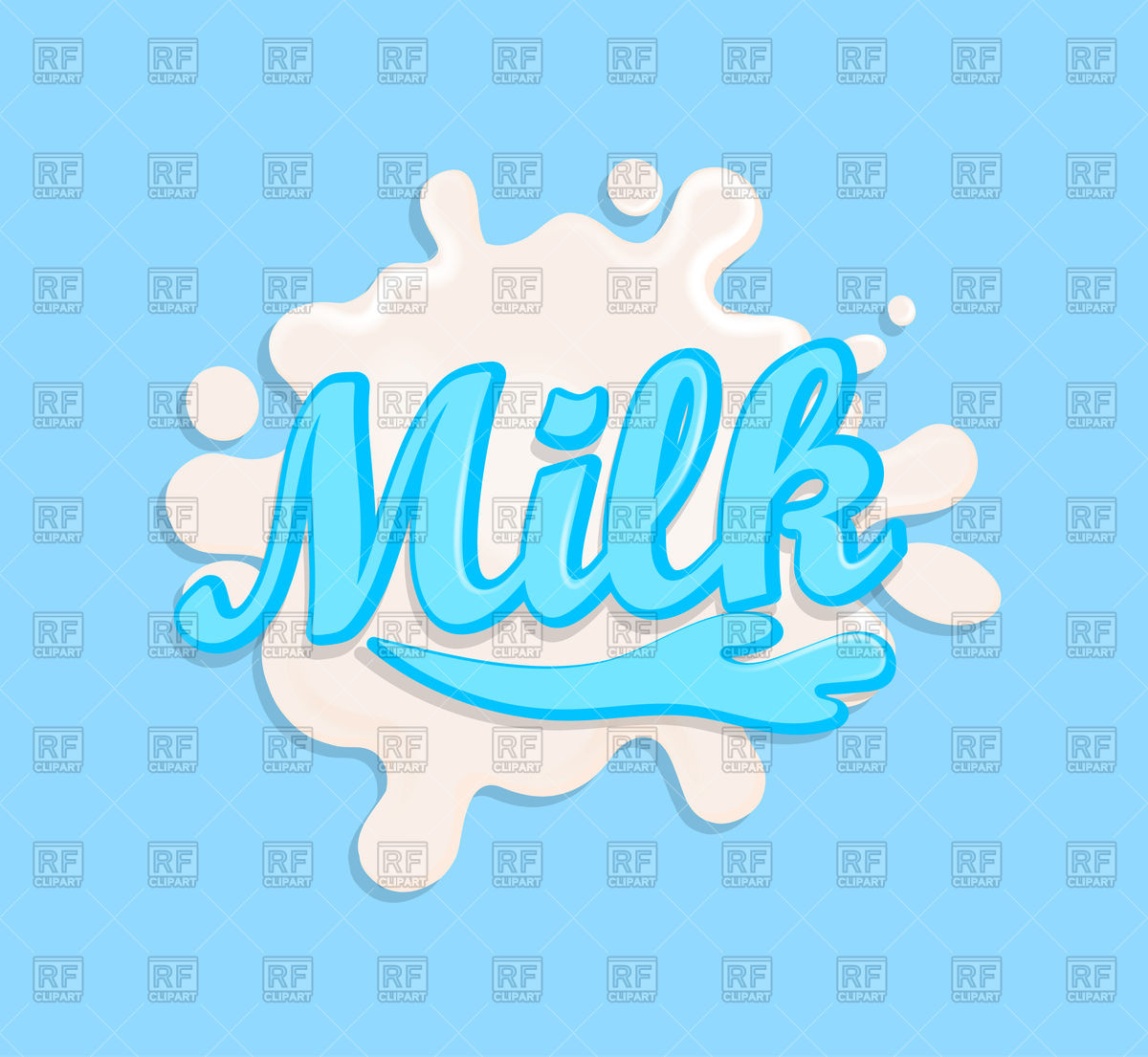 1200x1105 Milk Splash And Lettering On Blue Background Vector Image Of Food