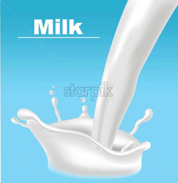 584x600 Milk Splash On Blue Background Vector Realistic Organic Eco