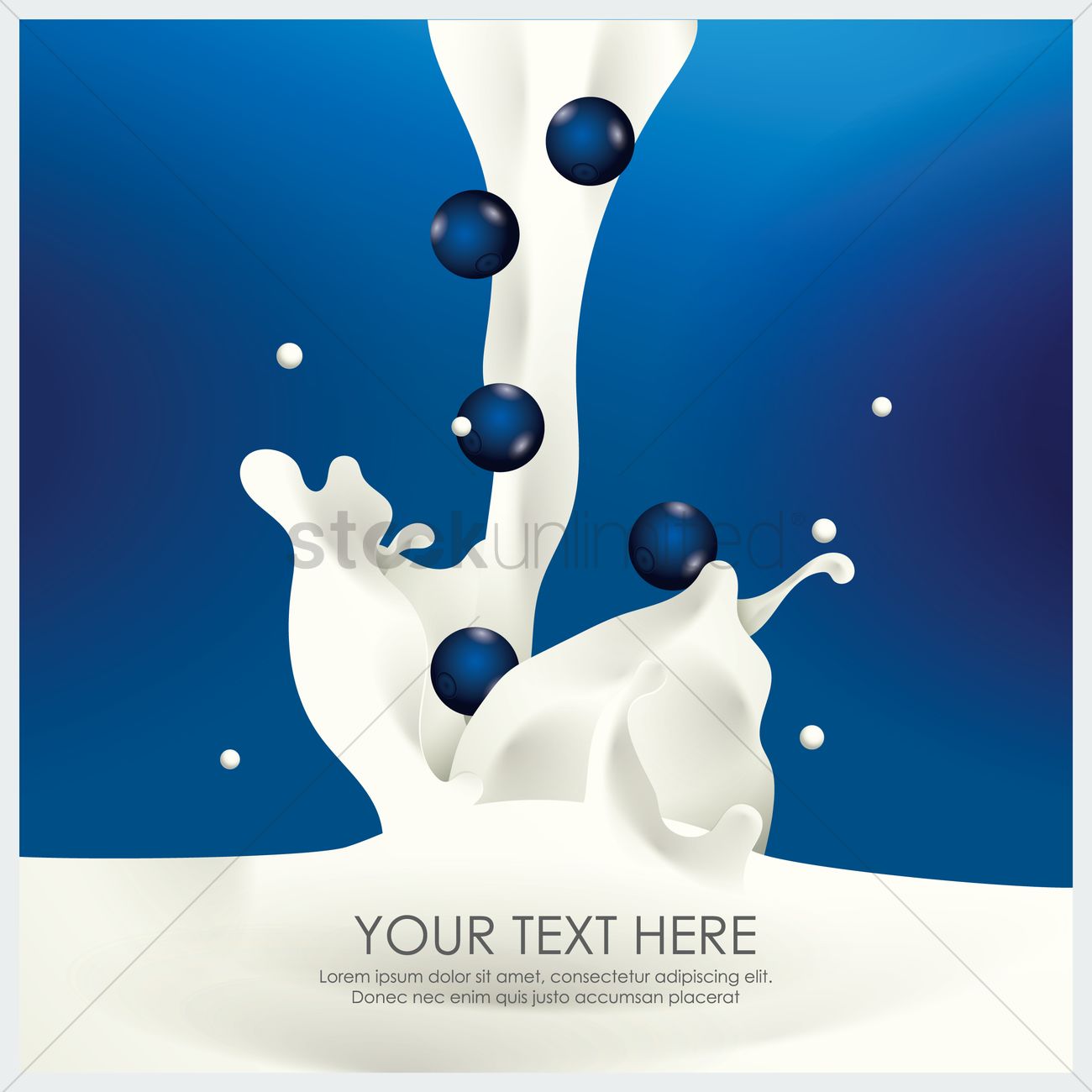 1300x1300 Blueberries In Milk Splash Background Vector Image
