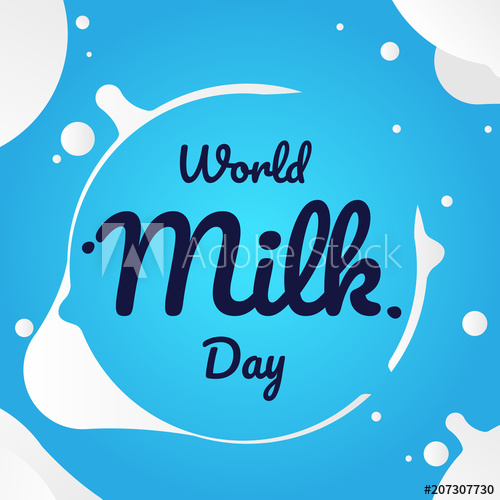 500x500 World Milk Day With Blue Background Vector