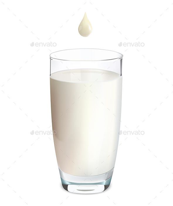 590x700 Glass Of Milk And Drop Isolated On White Vector Illustration
