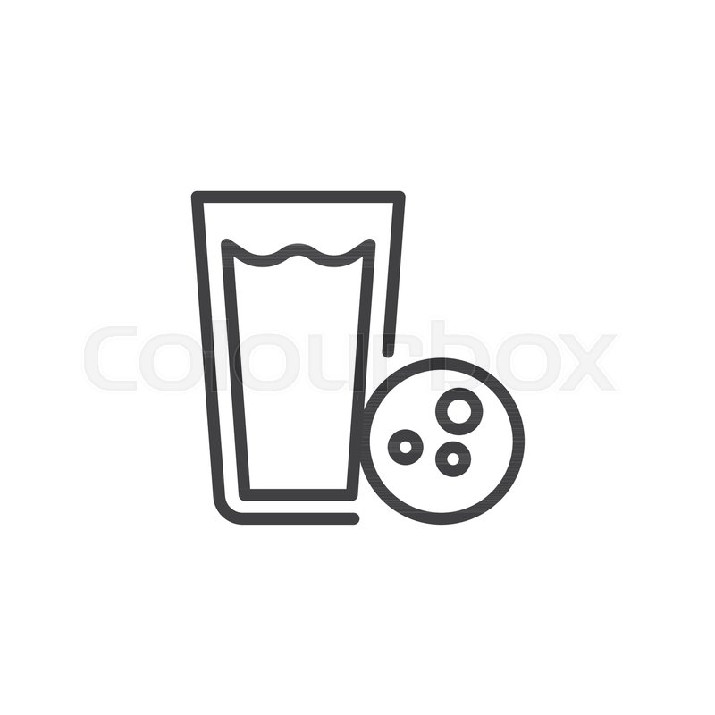 800x800 Milk Glass With Cookie Line Icon, Stock Vector Colourbox