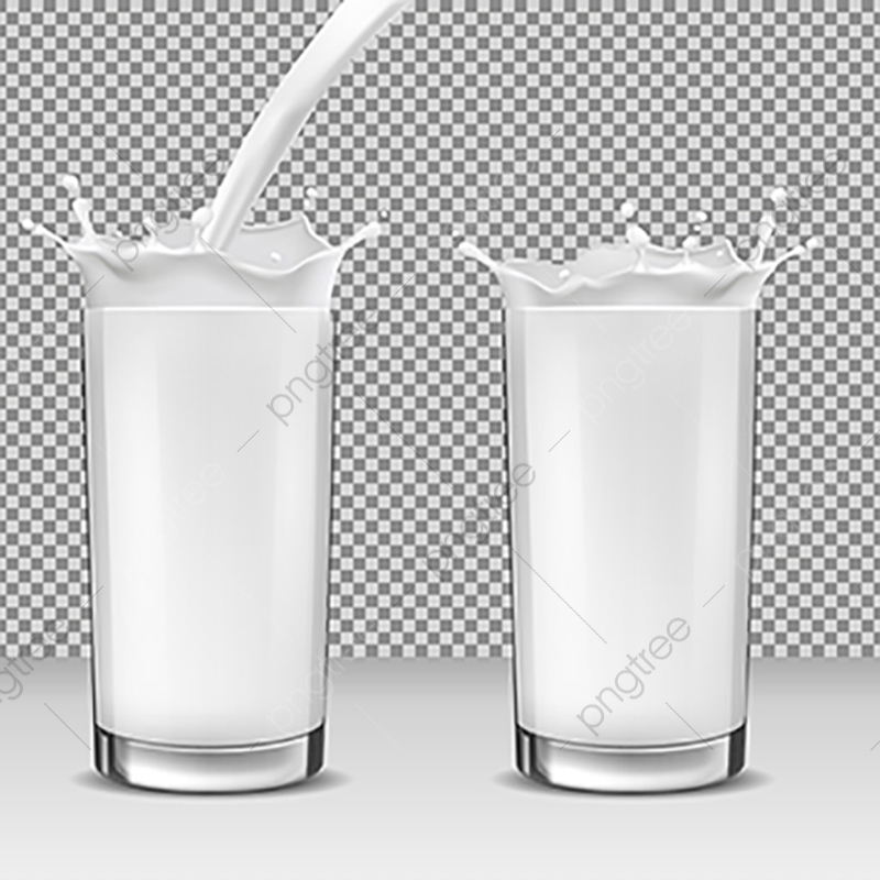 800x800 Set Of Vector Glasses With Flowing Milk And A Milk Splash Dairy