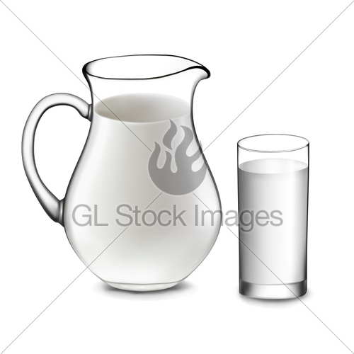 500x500 Milk Jug And Glass Of Milk Vector Gl Stock Images