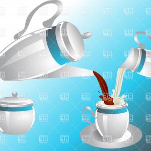 300x300 Pouring Milk And Coffee Coffee Service With Sugar Bowl Milk Jug