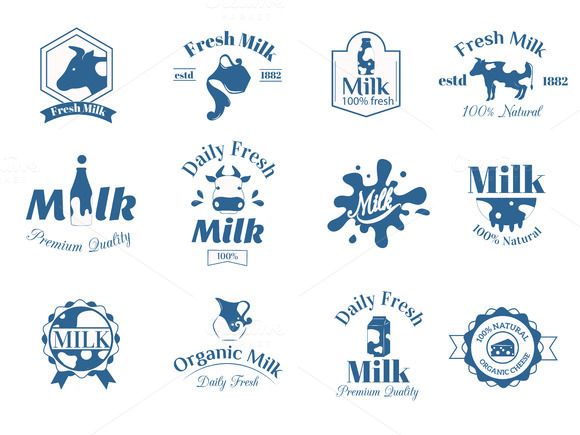580x435 Milk Label Logo Badges Vector