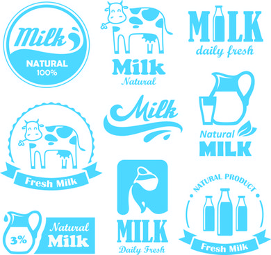 390x368 Creative Milk Labels With Logos Design Vector Logos Cow Vector