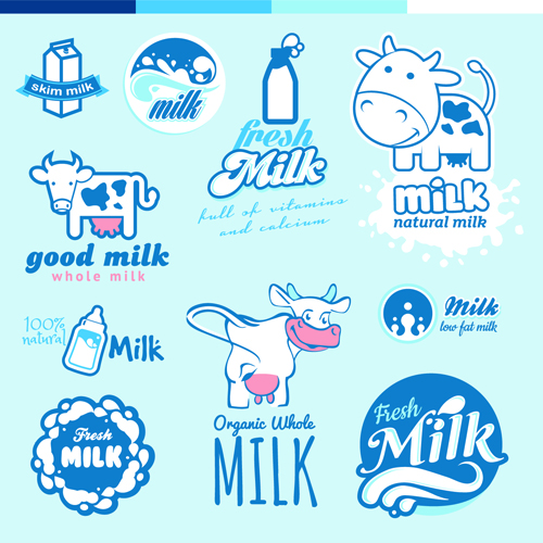 500x500 Creative Milk Labels With Logos Design Vector Free Download