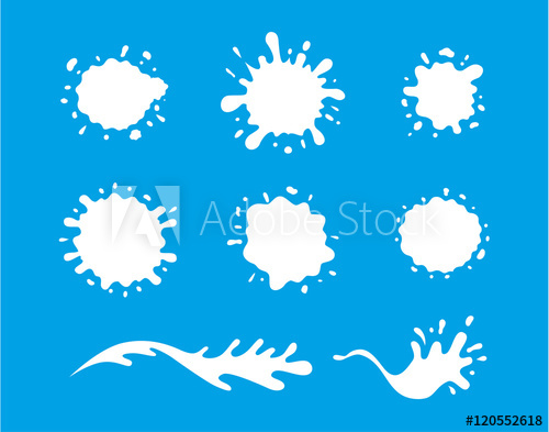 500x393 White Milk Splash Vector Logo Collection On Blue Background