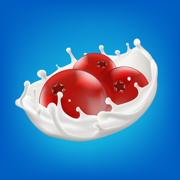 600x600 Berry With Milk Splash Vector Illustration Free Download