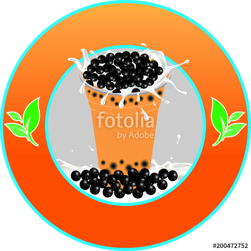 500x500 Vector Of Pearl Milk Tea A With Round Of Logo Brand Stock Image