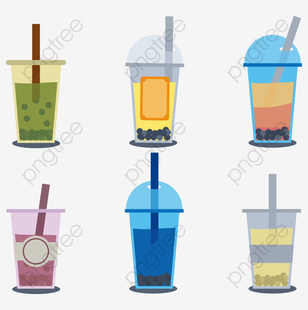 1200x1208 Different Flavors Of Milk Tea, Hand Painted Milk Tea, Straw, Fruit