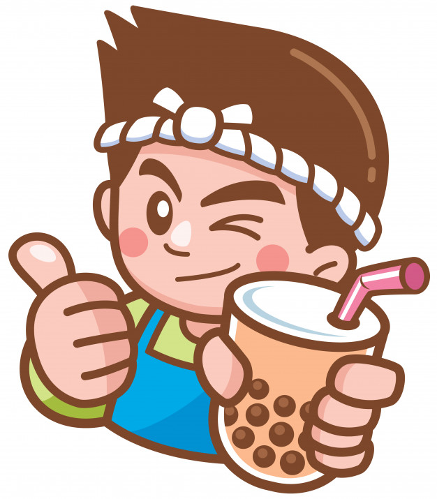 626x715 Vector Illustration Of Cartoon Male Presenting Bubble Tea Vector