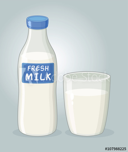 423x500 Bottle Of Milk And A Glass Of Milk Vector