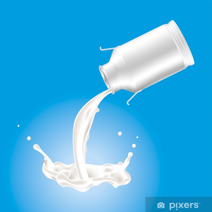 700x700 Milk Container Pouring Milk Vector Illustration Wall Mural