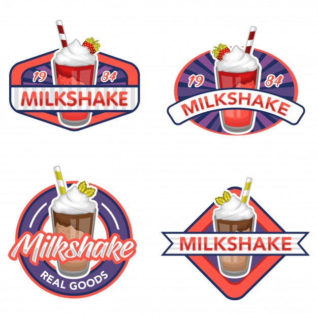 626x626 Milkshake Logo Stock Vector Set Vector Premium Download