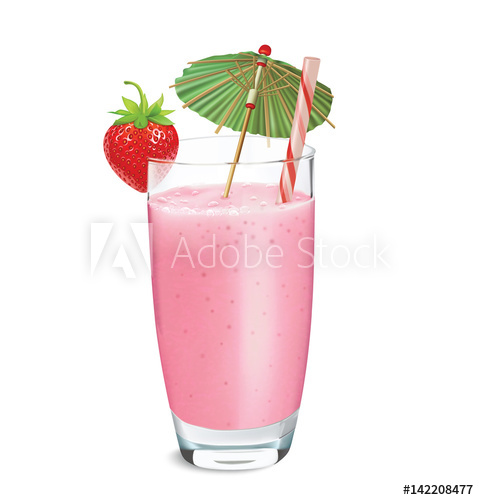 479x500 Strawberry Smoothie Or Milkshake Vector Illustration