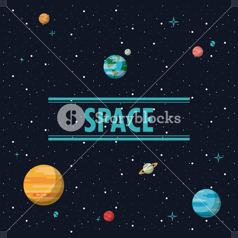 1000x1000 Milky Way Planets Cartoons Vector Illustration Graphic Design