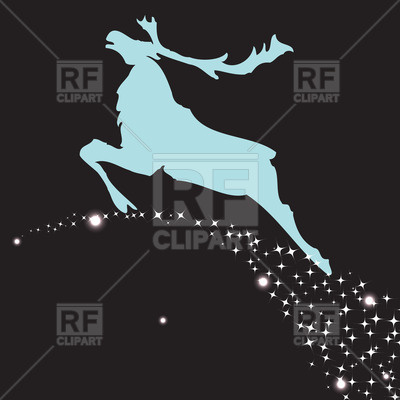 400x400 Silhouette Of Deer In Jump On Milky Way Vector Image Of Plants