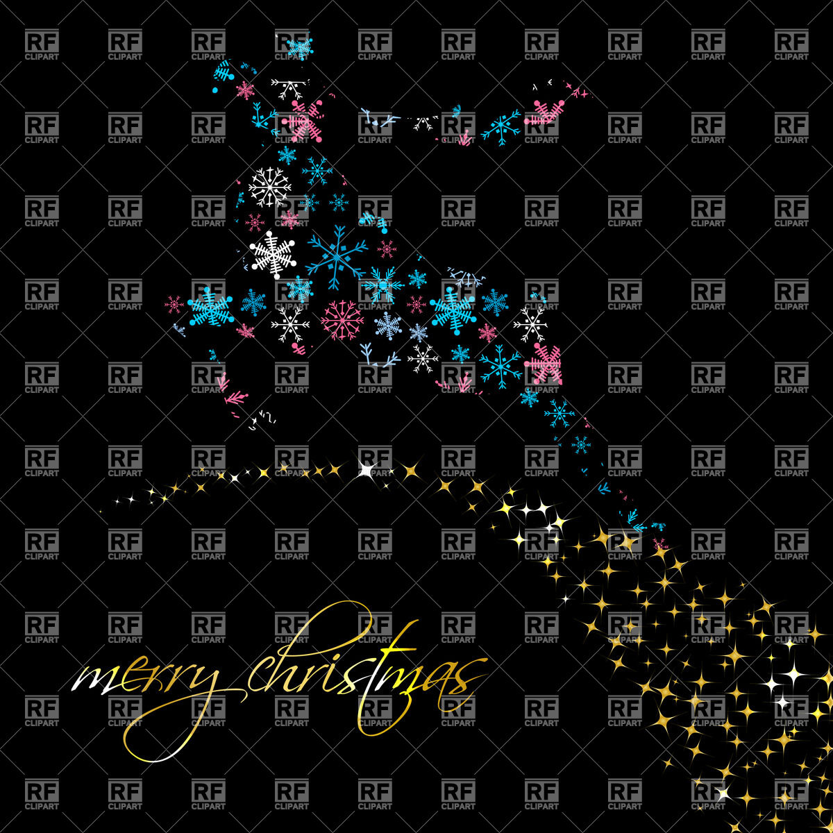 1200x1200 Silhouette Of Jumping Deer With Snowflake Pattern On Milky Way