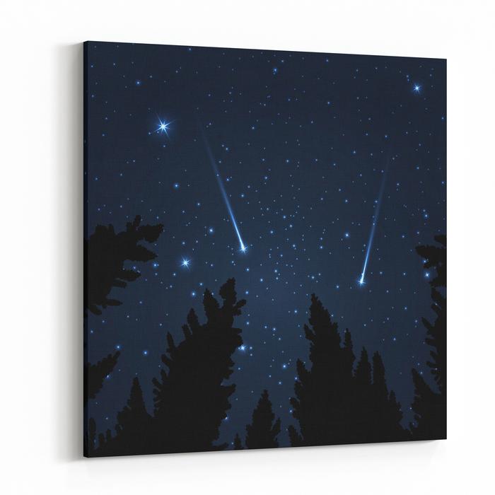 700x700 Galaxy With Framed With Pine Trees Night Sky And Shooting Stars