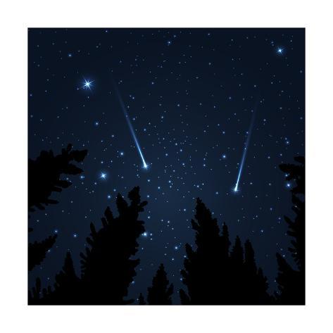 473x473 Galaxy With Framed With Pine Trees Night Sky And Shooting Stars