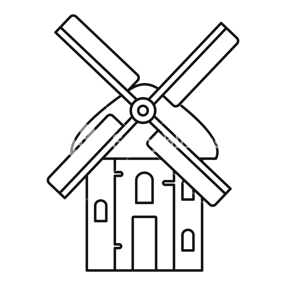 1000x1000 Mill Icon Outline Illustration Of Mill Vector Icon For Web Design