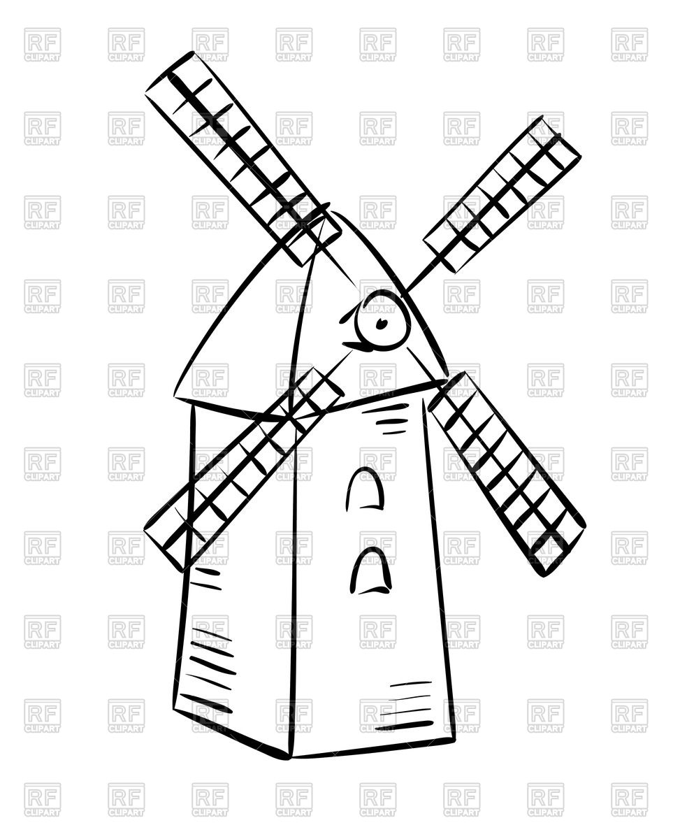 973x1200 Outline Of Rural Mill Vector Image Of Architecture, Buildings