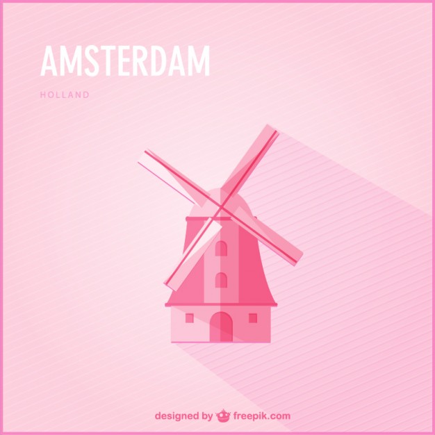 626x626 Pink Amsterdam Background With A Mill Vector Free Download