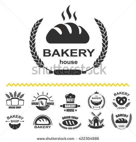 450x470 Bakery Logos With Fresh Bread, Pretzel, Loaf And Mill Vector