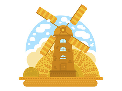 400x300 Wind Mill Vector Illustration