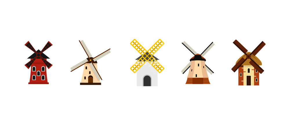 1000x431 Wind Mill Icon Set Flat Set Of Wind Mill Vector Icons For Web
