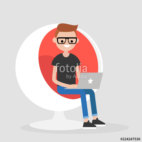 500x500 Millennial Character Sitting In A Sphere Chair And Holding