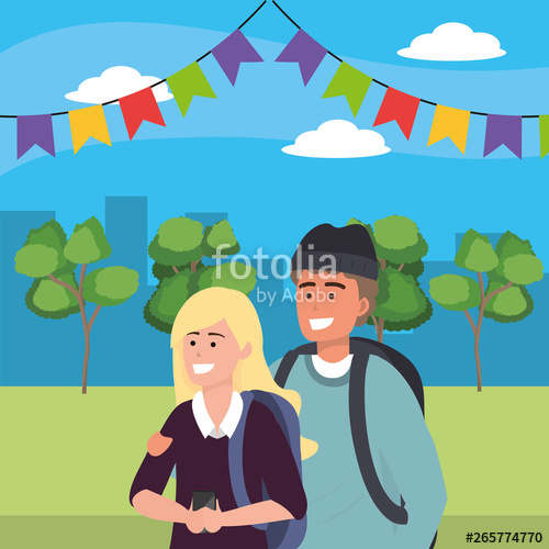 500x500 Millennial Couple Outdoors Park Background Stock Image
