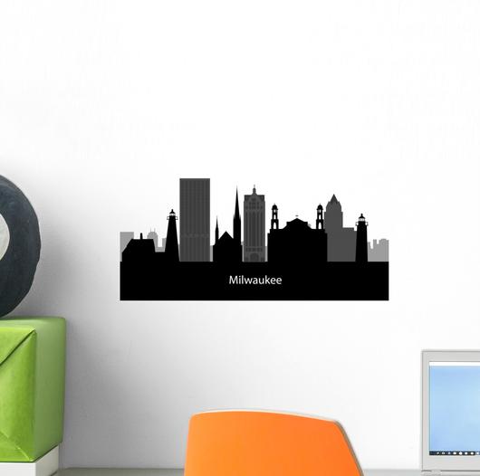 530x526 Milwaukee Wisconsin Skyline Detailed Wall Decal